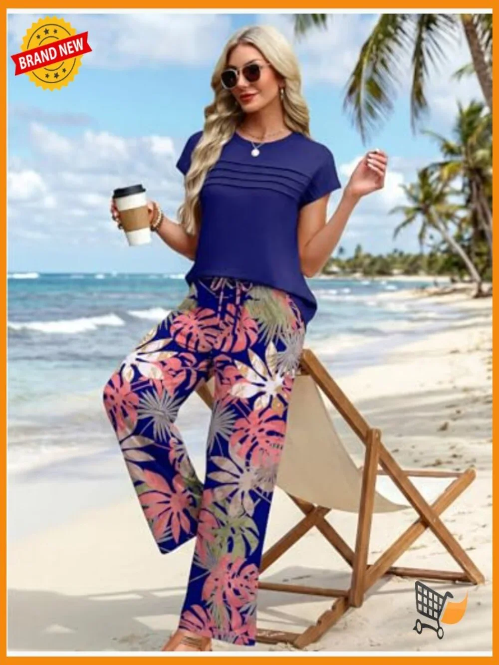 Women's Two Piece Set Matching Lounge Wide Leg Pants Tops Set